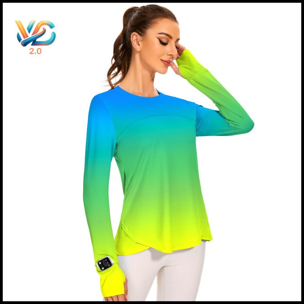 Long Sleeve Athletic Top UPF50+ Sun Protection Lightweight Performance Gym Shirt